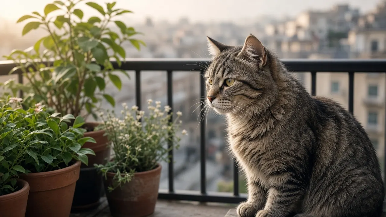 A cat at home in Doha
